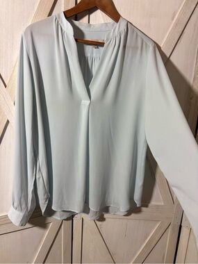 LOFT Light Blue Women's V-Neck Long Sleeve Blouse